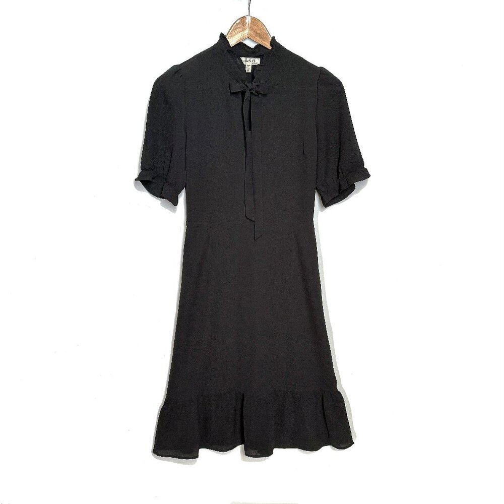MONTEAU Los Angeles Black Ruffle Fit And Flare Dress.  Women’s Size Medium.